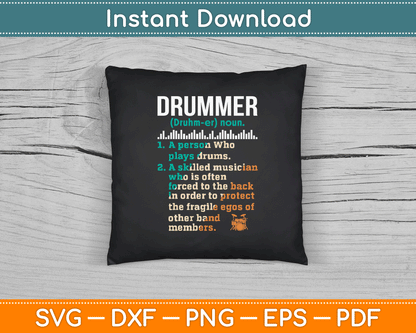 Drummer Definition Funny Percussionist Drums Musician SVG Digital Cutting File