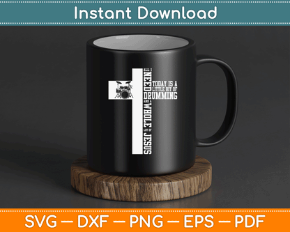 Drum set and cross SVG design for Christian musicians featuring faith based vintage artwork and drummer themed apparel