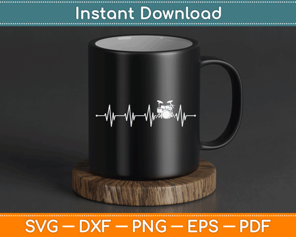 Percussionist heartbeat drum SVG digital design for drum set player t-shirt print