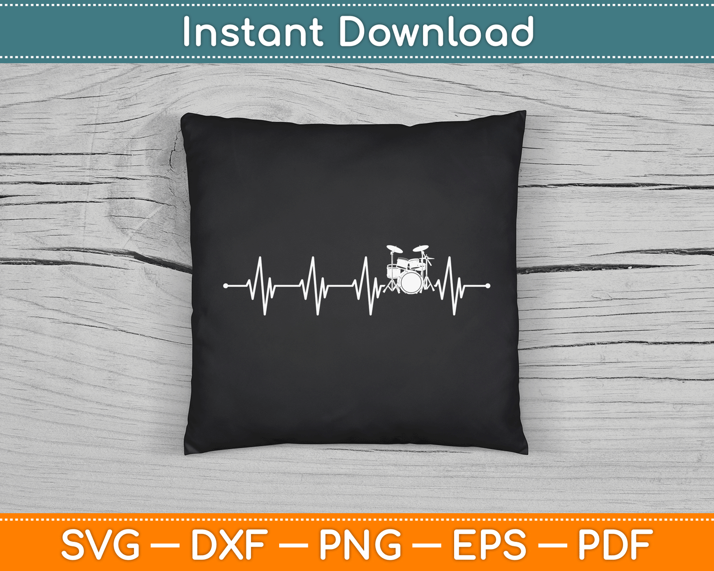 Drummer life heartbeat SVG PNG file for music band lover printable craft design