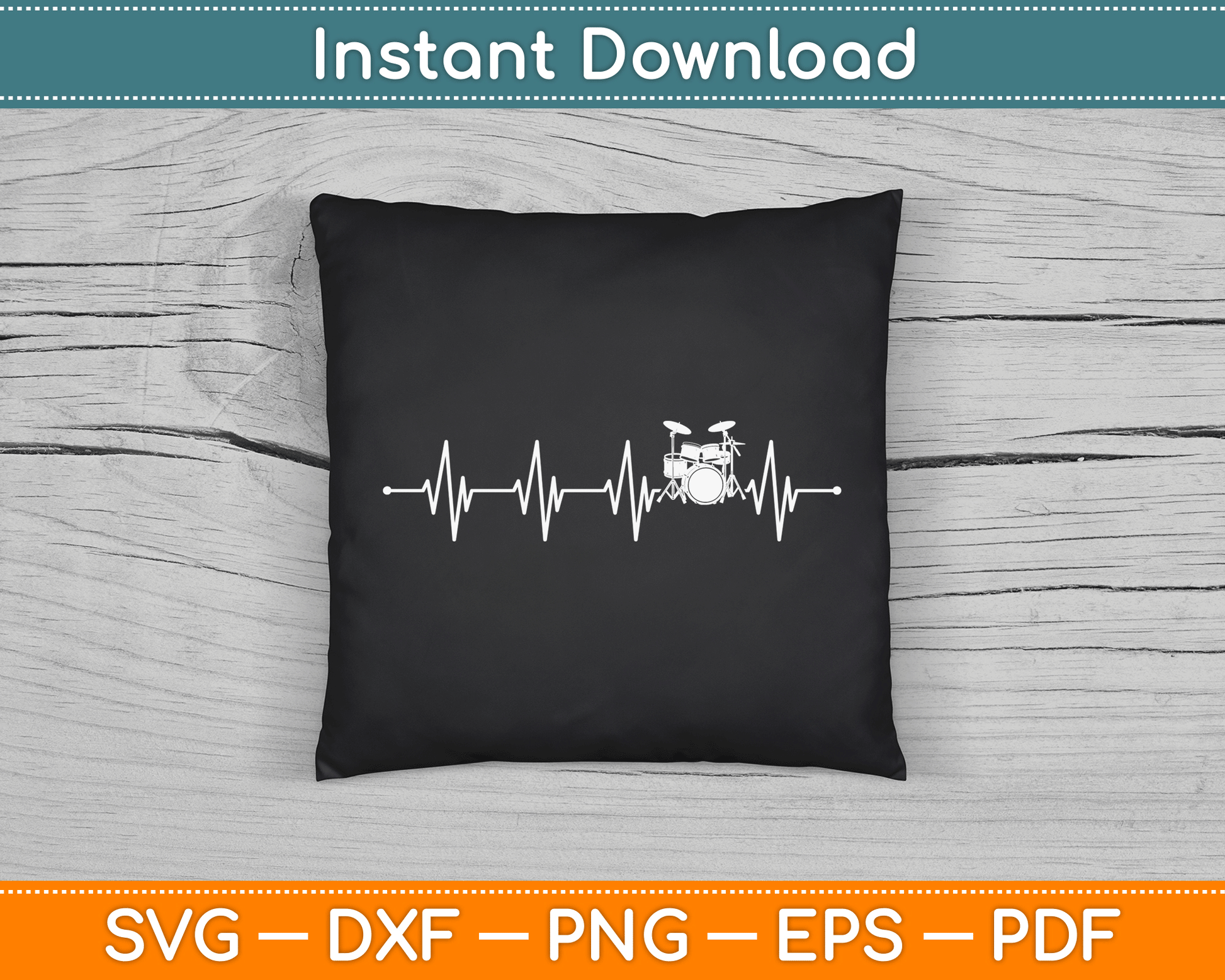 Drummer life heartbeat SVG PNG file for music band lover printable craft design