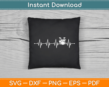 Drummer life heartbeat SVG PNG file for music band lover printable craft design