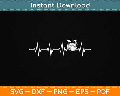 Drums Heartbeat SVG design for drummer and percussionist music lovers digital download file