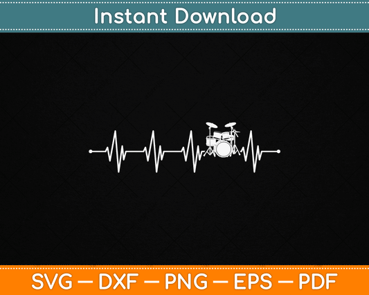 Drums Heartbeat SVG design for drummer and percussionist music lovers digital download file