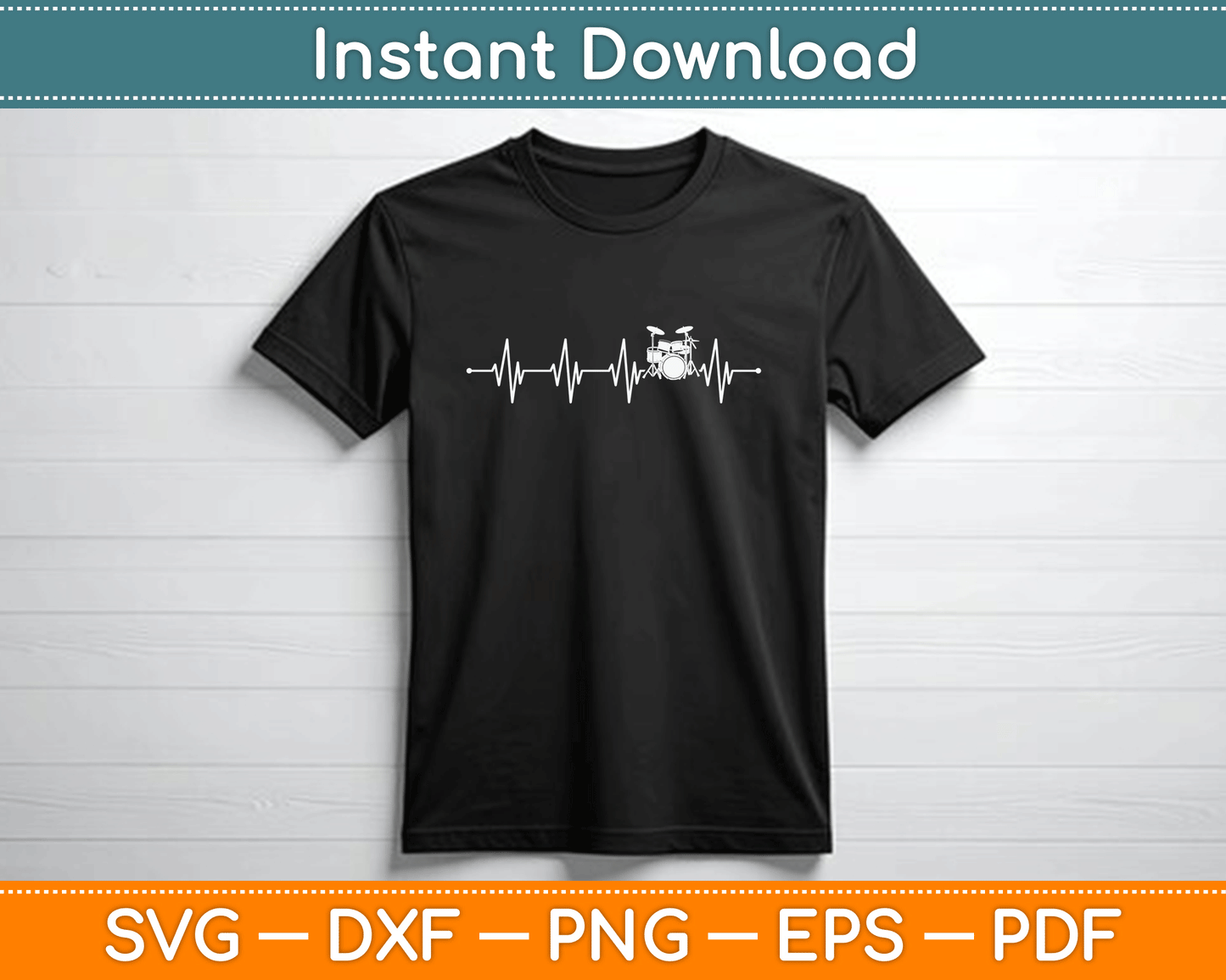 Drums pulse line SVG cut file for musician gift Cricut and Silhouette projects