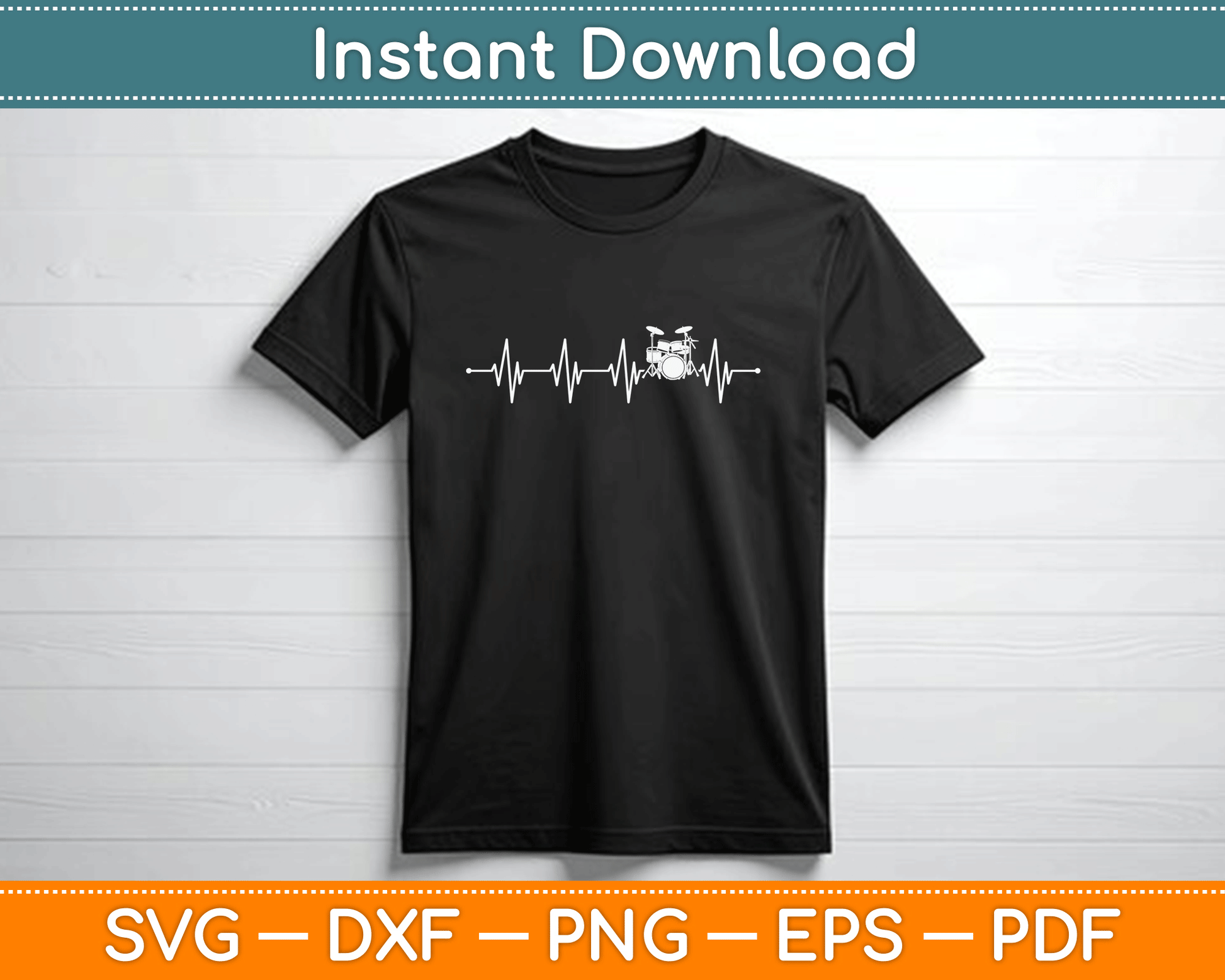 Drums pulse line SVG cut file for musician gift Cricut and Silhouette projects