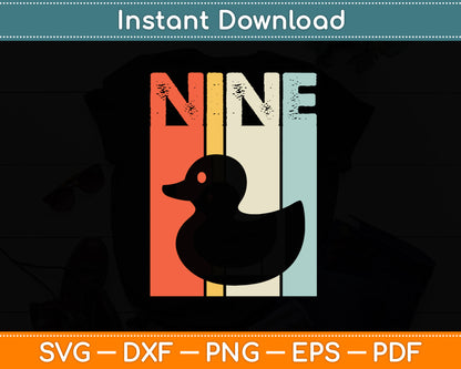 Duck 9 Birthday Boy Girl Duck 9 Year Old Svg Png Dxf Digital Cutting File