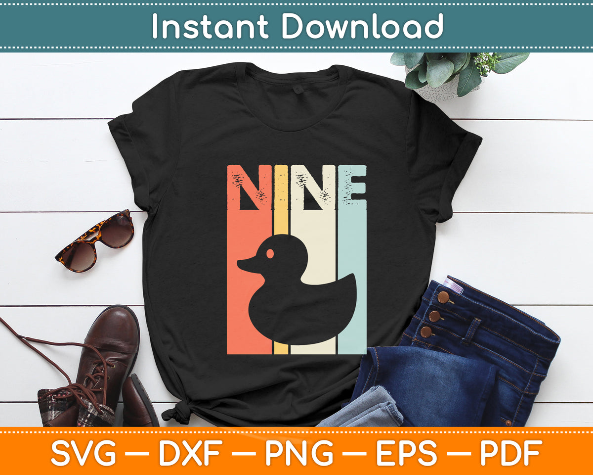 Duck 9 Birthday Boy Girl Duck 9 Year Old Svg Png Dxf Digital Cutting File