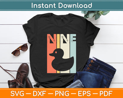 Duck 9 Birthday Boy Girl Duck 9 Year Old Svg Png Dxf Digital Cutting File