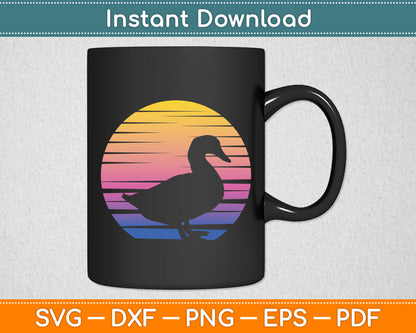 Duck Cute Ducks Retro Vintage Sunset Svg Png Dxf Digital Cutting File