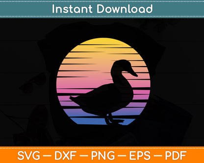 Duck Cute Ducks Retro Vintage Sunset Svg Png Dxf Digital Cutting File