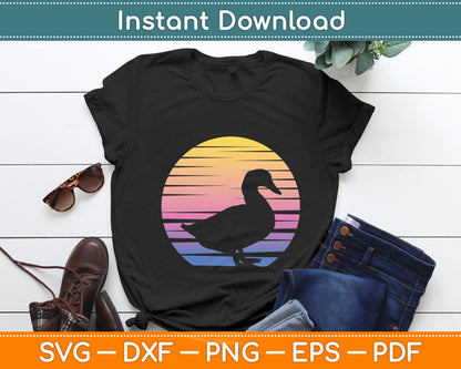 Duck Cute Ducks Retro Vintage Sunset Svg Png Dxf Digital Cutting File