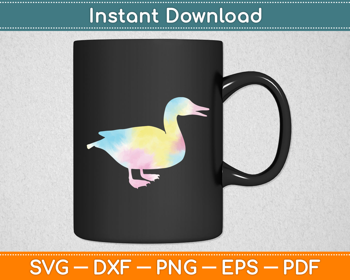 Duck Lover 'Tie Dye Duck' Cute Colorful Retro Duck Svg Png Dxf Digital Cutting File