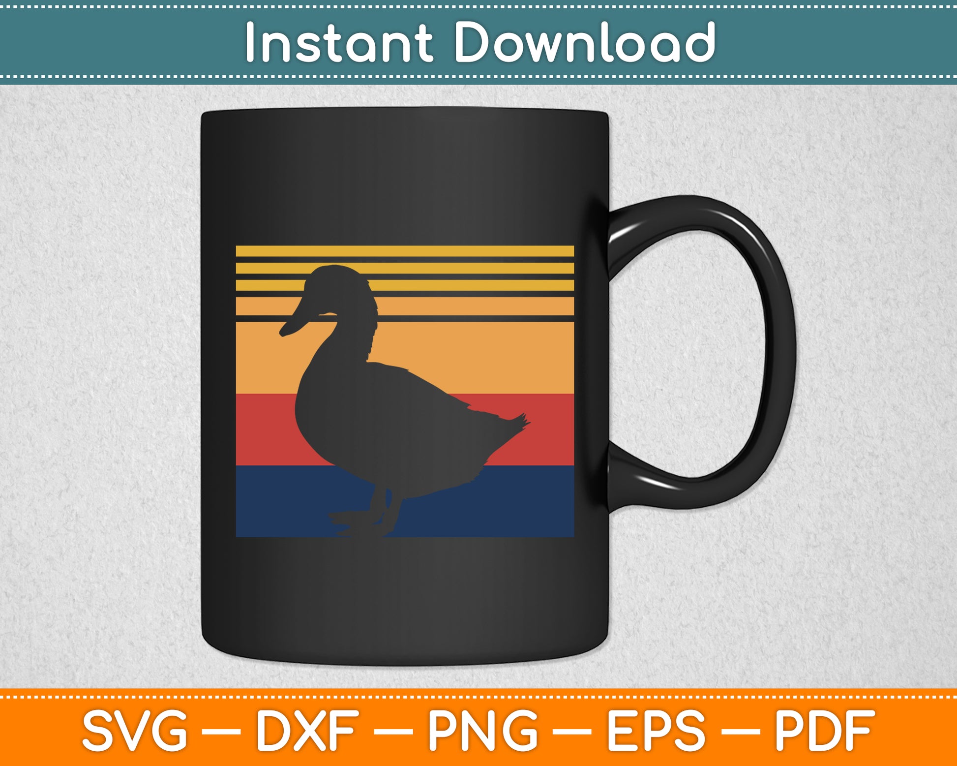 Duck Retro Style Vintage Svg Png Dxf Digital Cutting File