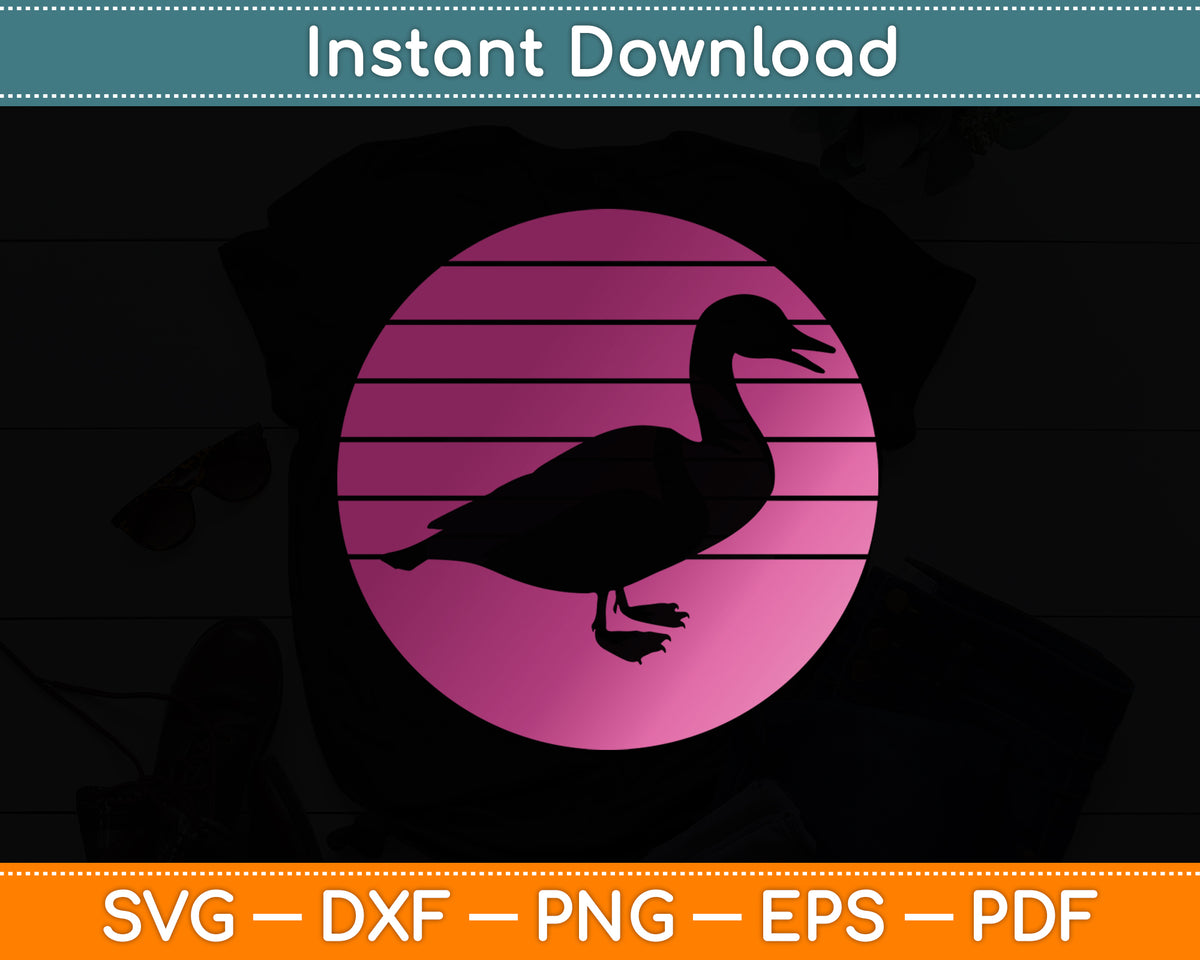 Duck Retro Style Vintage Svg Png Dxf Digital Cutting File