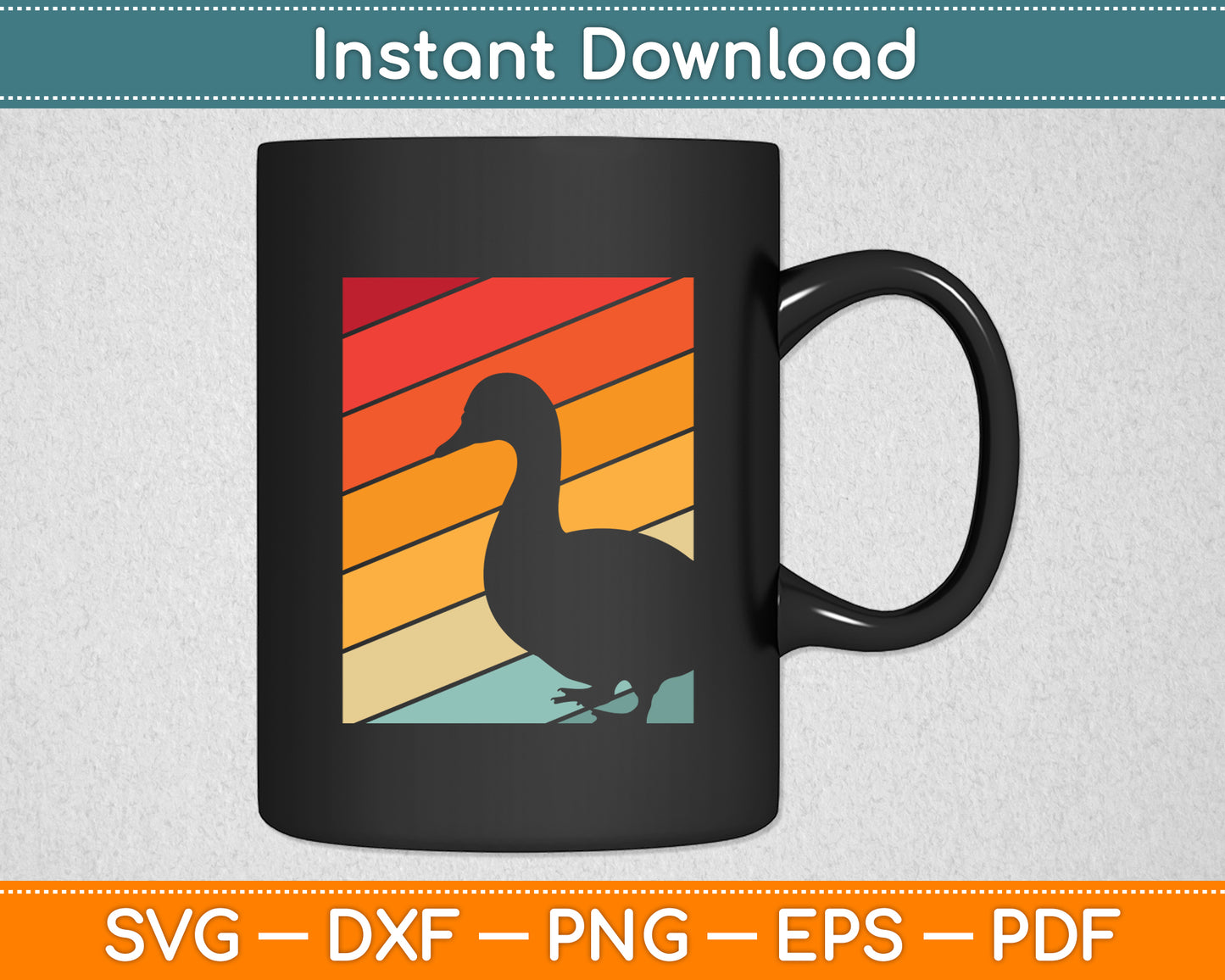 Duck Sunset Retro Style Svg Png Dxf Digital Cutting File