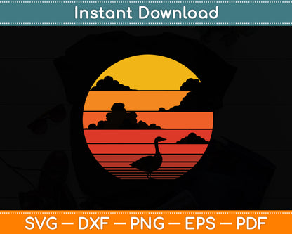 Duck Sunset Retro Style Svg Png Dxf Digital Cutting File