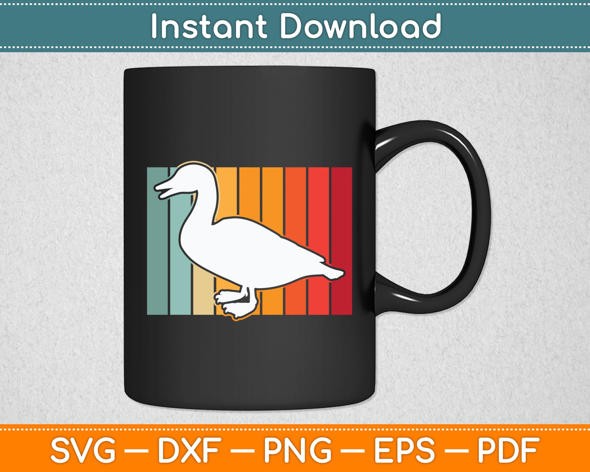 Duck Vintage - Distressed Duck Svg Png Dxf Digital Cutting File
