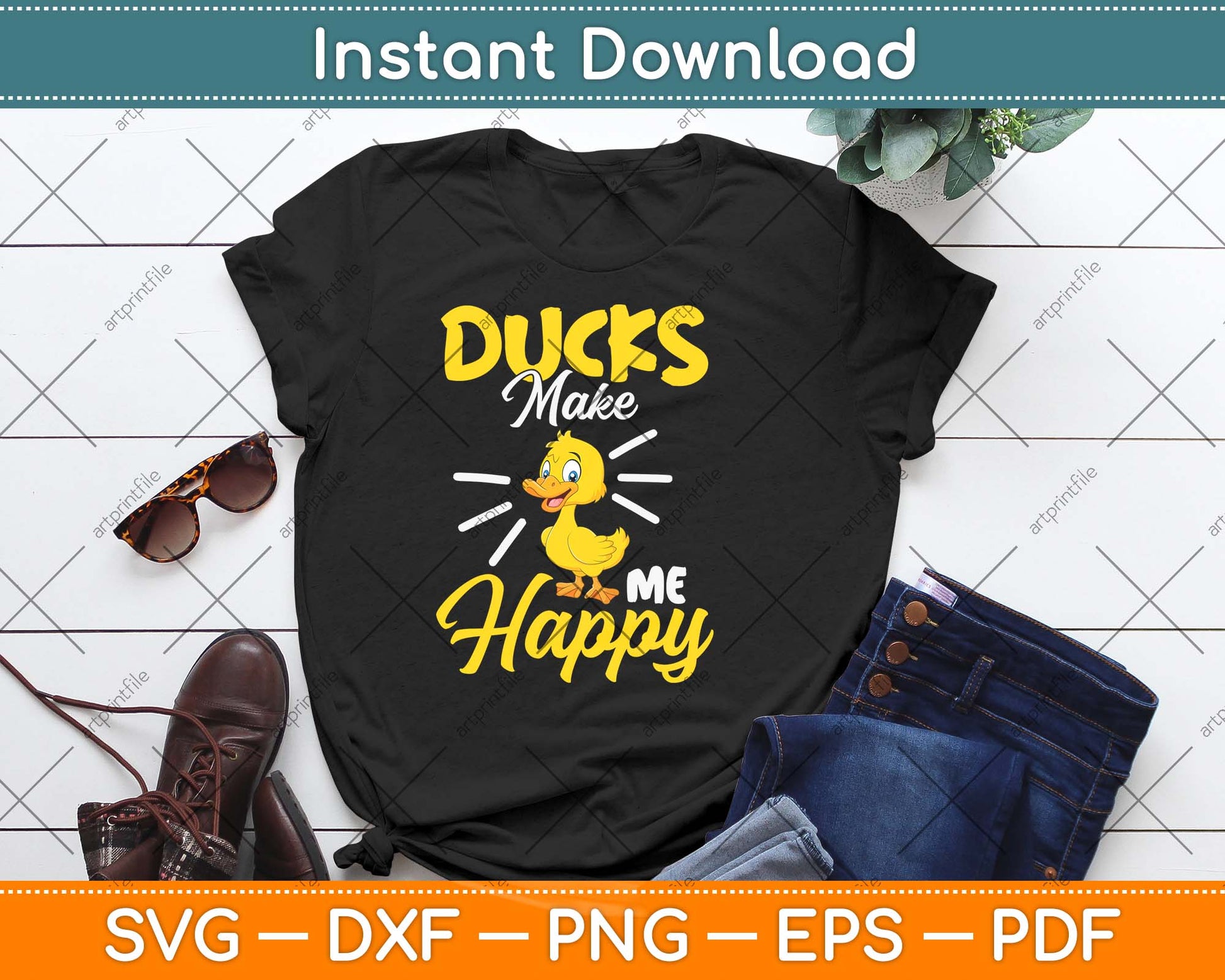 Ducks Make Me Happy Funny Duck Svg Png Dxf Digital Cutting File