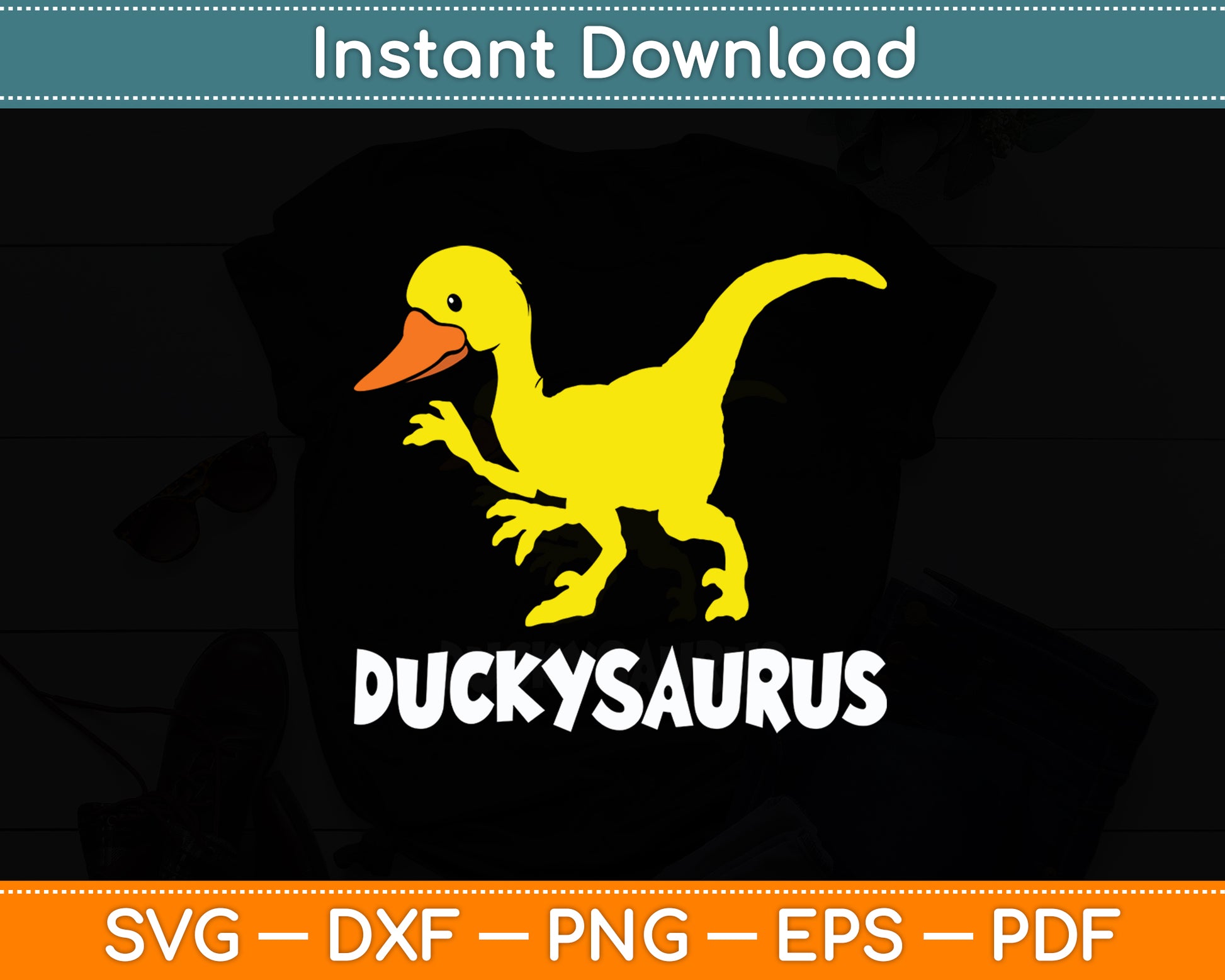 Ducky Saurus Rubber Duck T-Rex Duck Dino Funny Svg Png Dxf Digital Cutting File