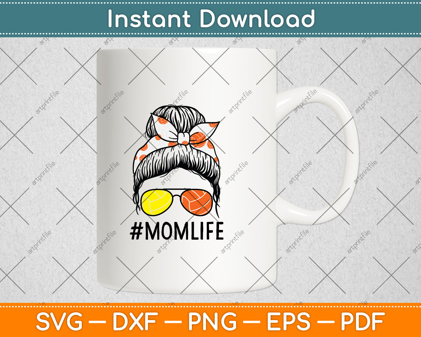 Dy Mom Life Volleyball Basketball Mothers Day Messy Bun Svg Digital Cutting File