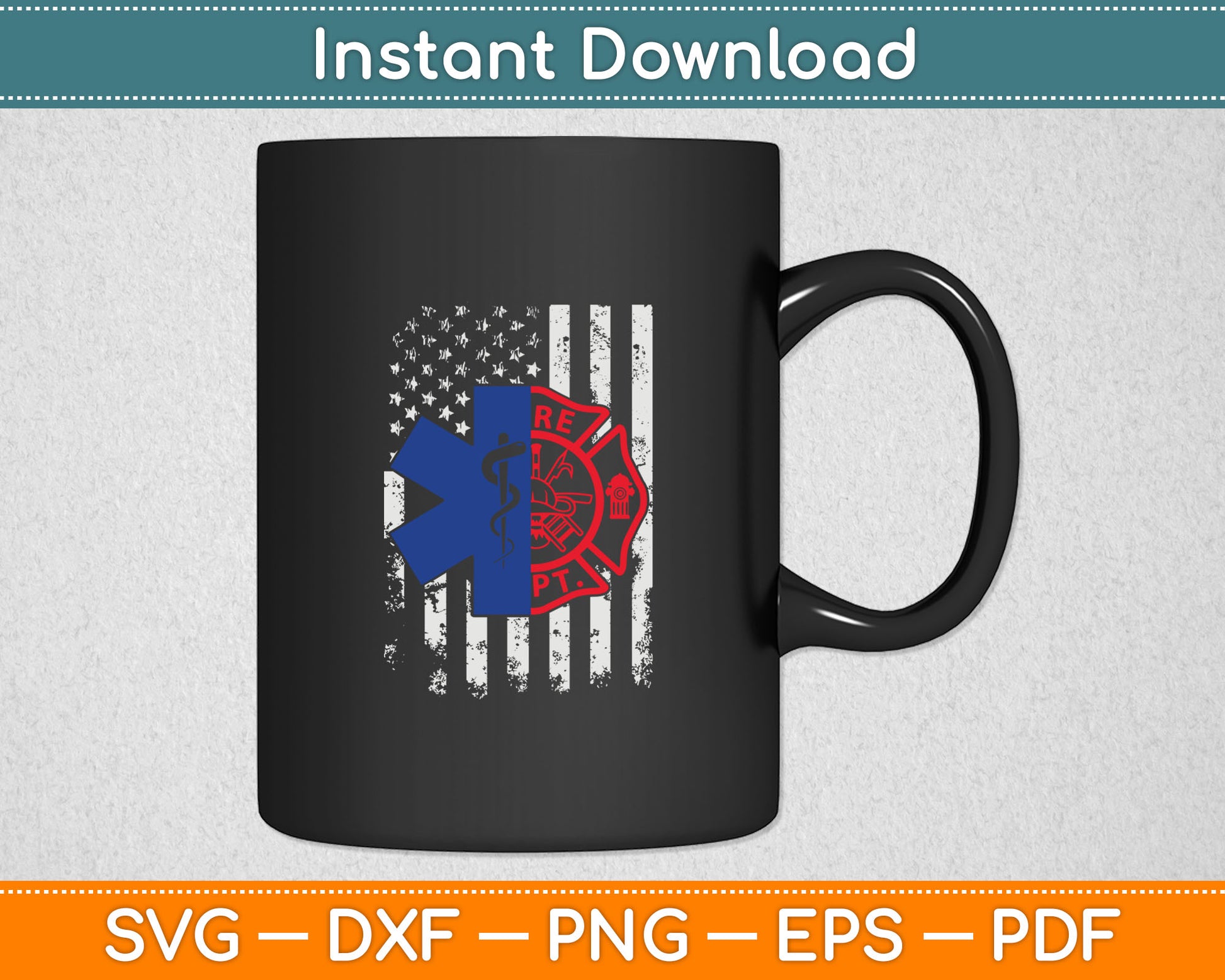 American Flag EMT Firefighter Svg Digital Cutting File