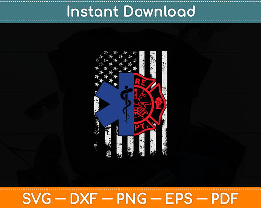 American Flag EMT Firefighter Svg Digital Cutting File