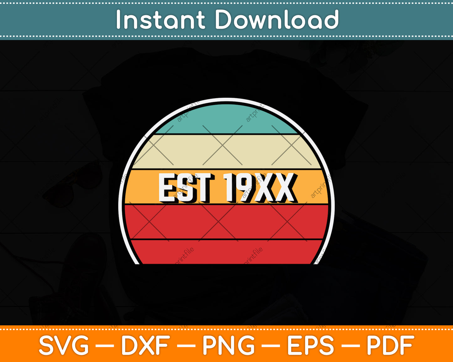 EST 19XX Retro Vintage Svg Png Dxf Digital Cutting File