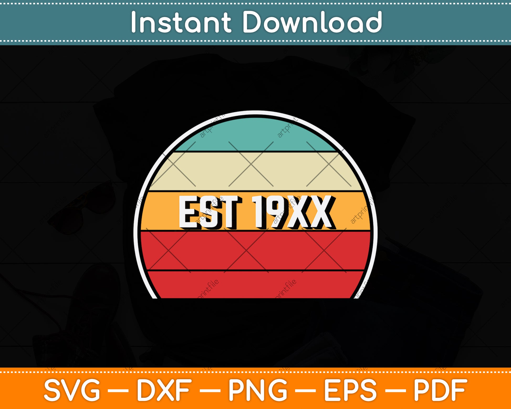 EST 19XX Retro Vintage Svg Png Dxf Digital Cutting File