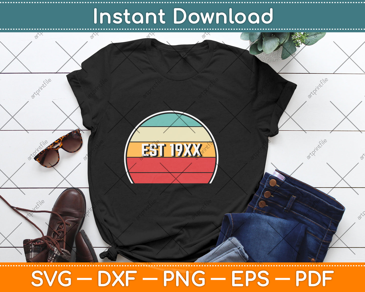 EST 19XX Retro Vintage Svg Png Dxf Digital Cutting File