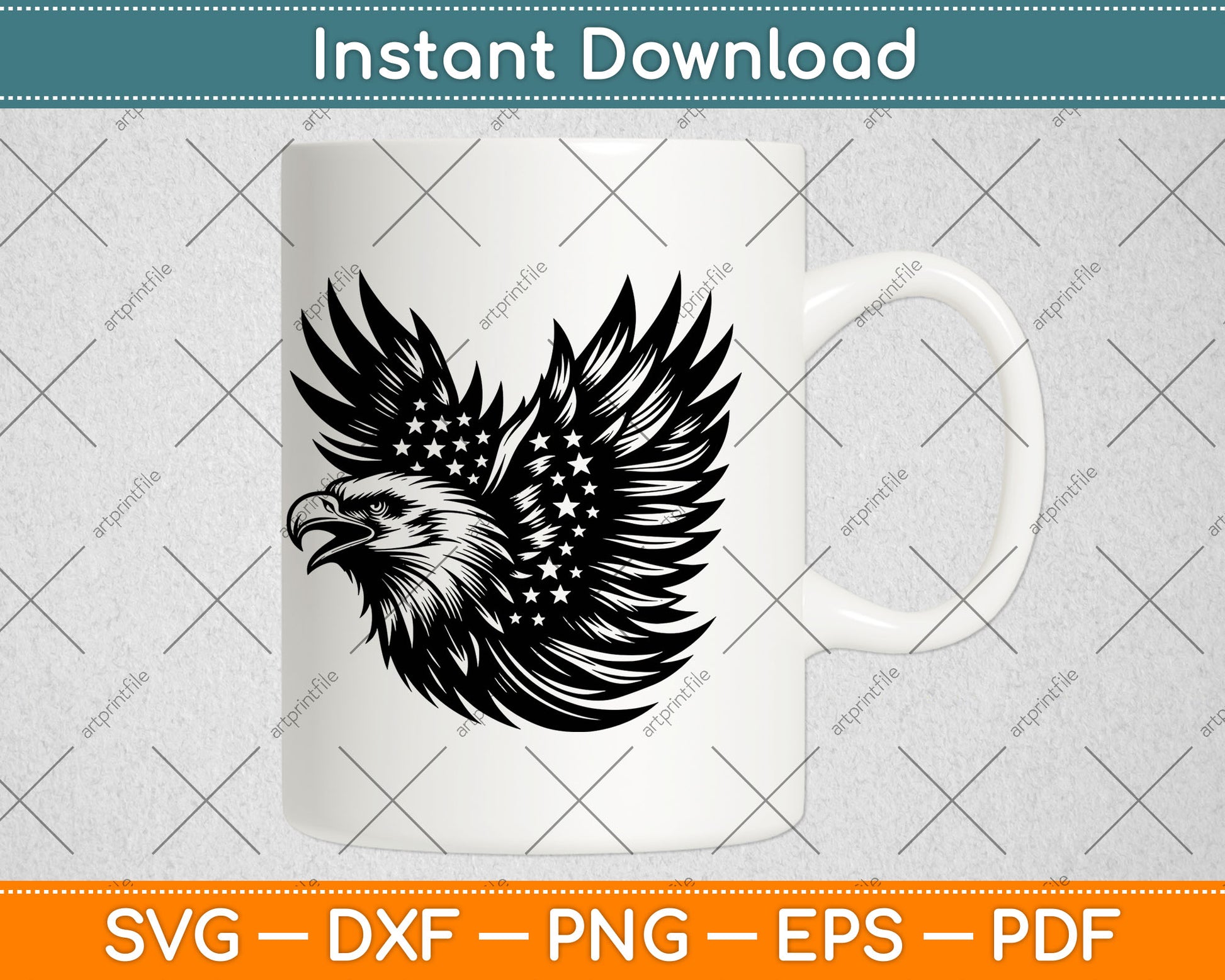 Eagle with American Flag Svg Design Digital Cutting File