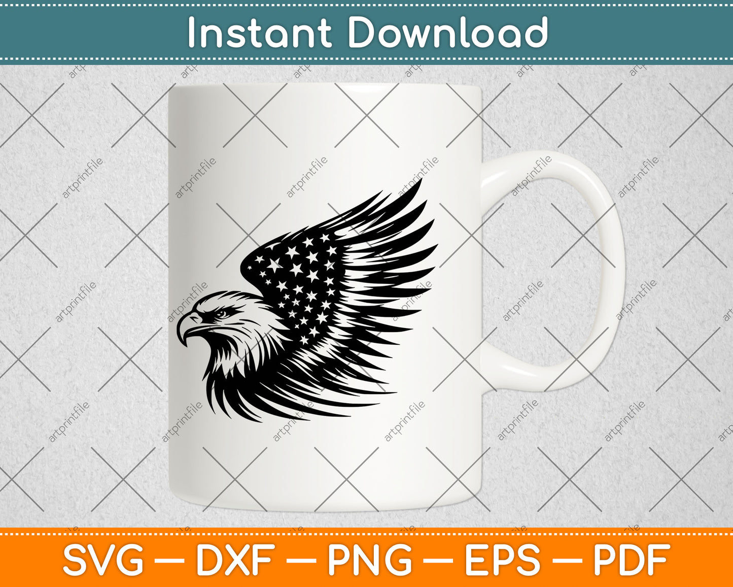 Eagle with American Flag Svg Design Digital Cutting File