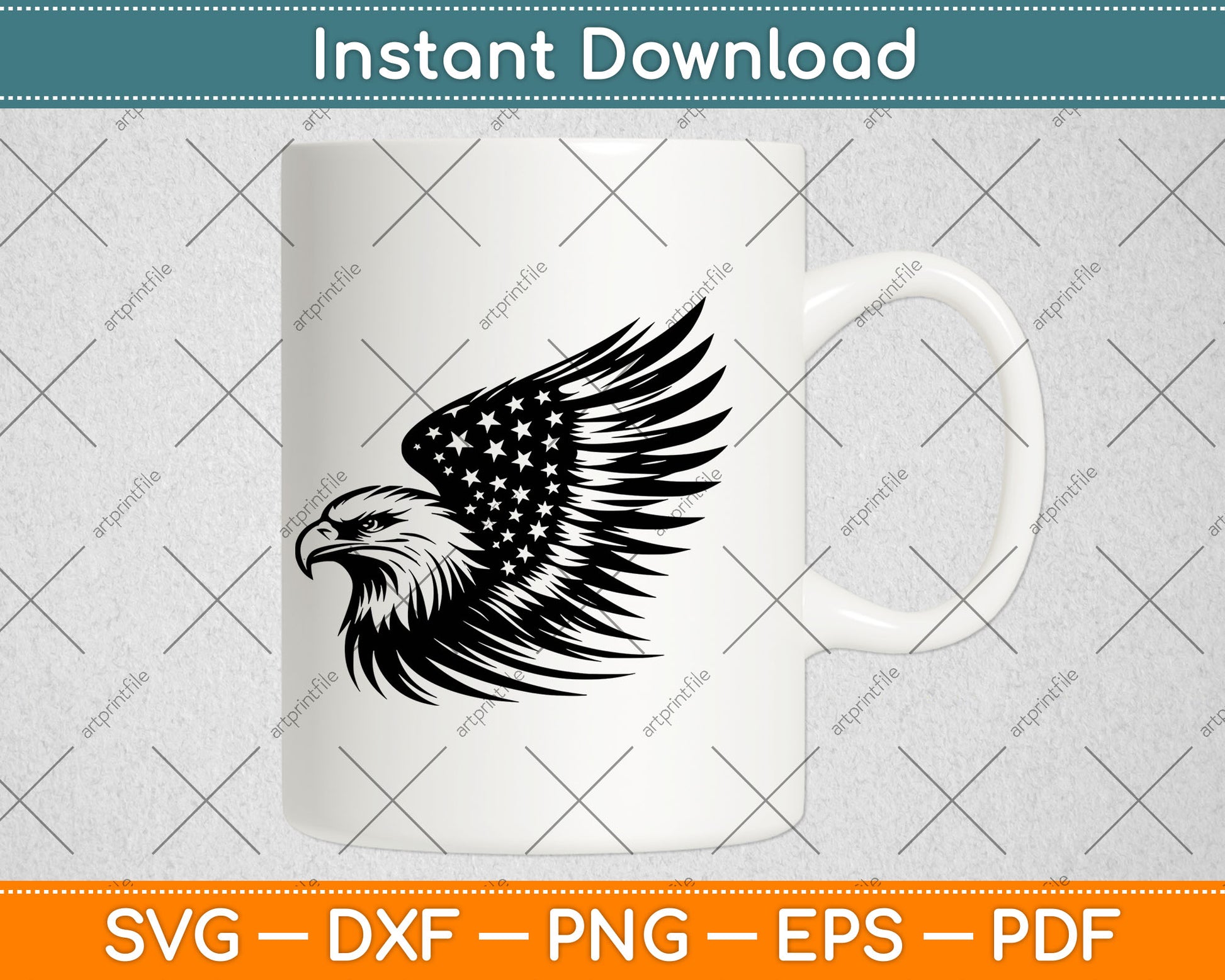 Eagle with American Flag Svg Design Digital Cutting File