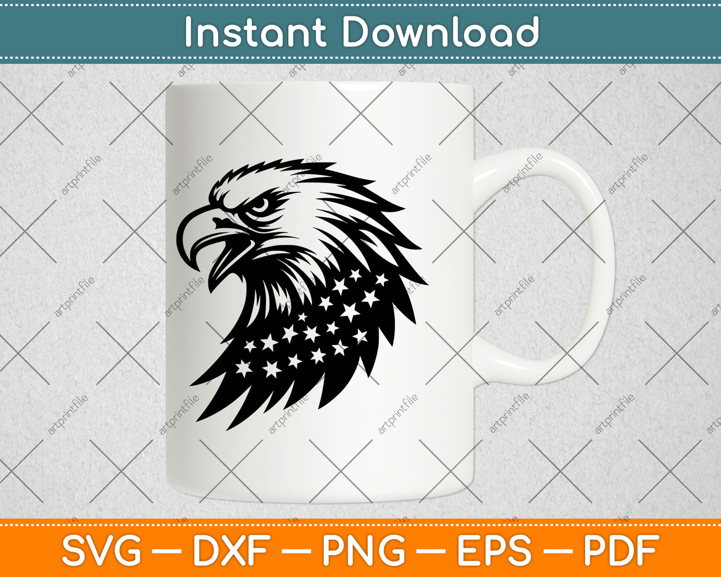 Eagle with American Flag Svg Png Dxf Digital Cutting File