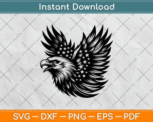 Eagle with American Flag Svg Design Digital Cutting File