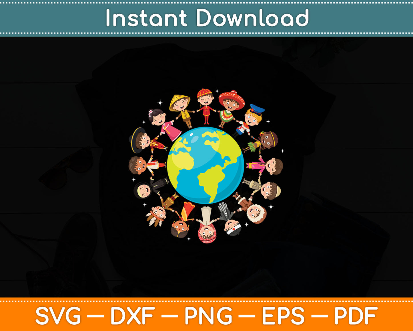 Earth Day Children Around the World Environmentalist Svg Digital Cutting File