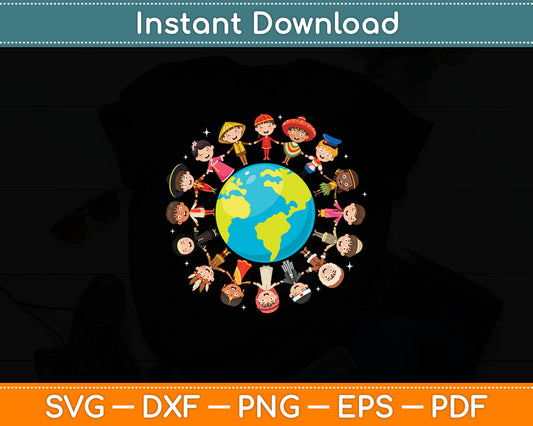 Earth Day Children Around the World Environmentalist Svg Digital Cutting File