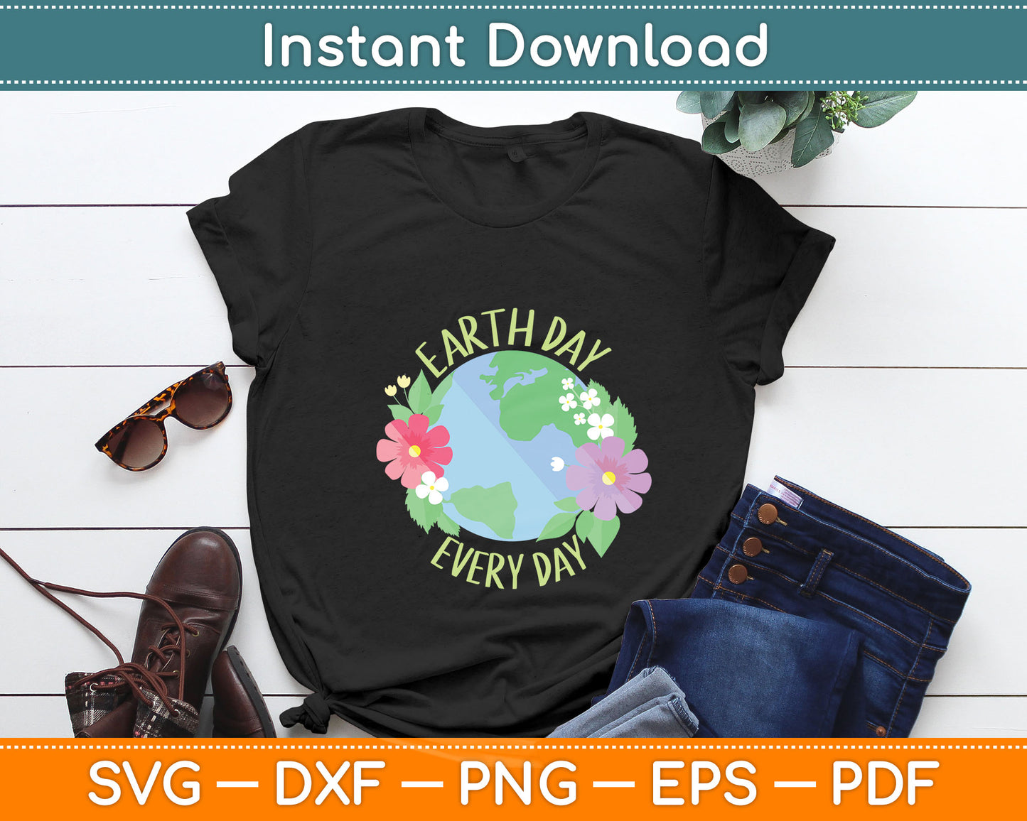 Earth Day Everyday Retro Environmental Svg Digital Cutting File
