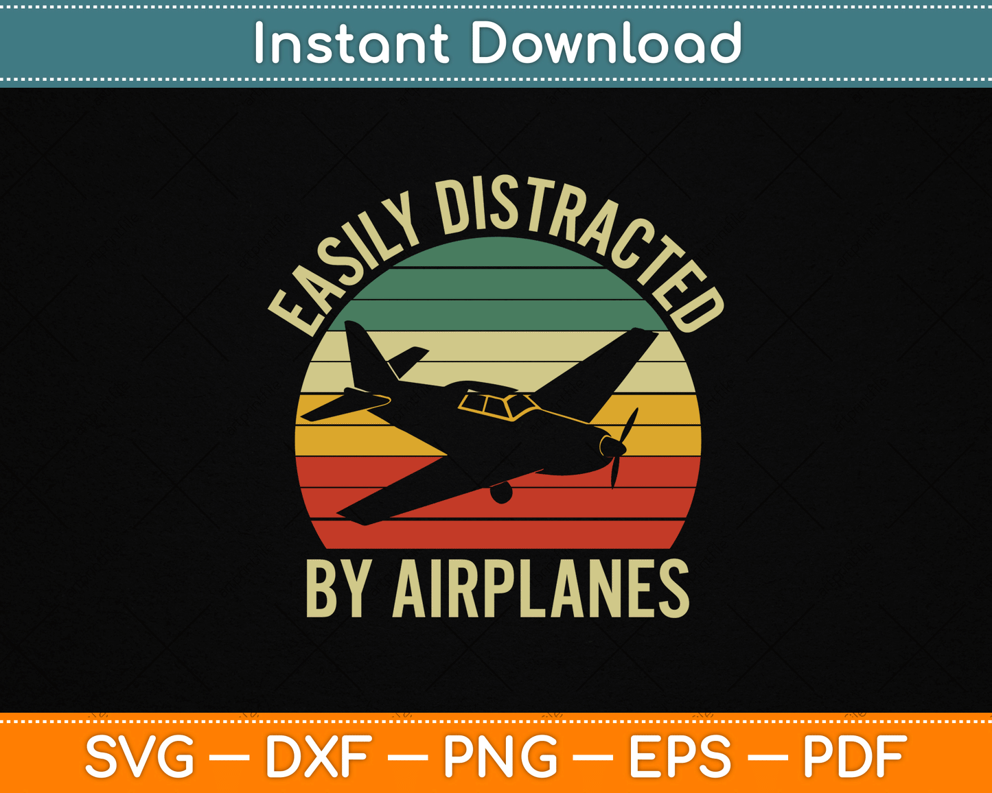 Easily Distracted By Airplanes Lover Pilot Funny Aviation SVG Digital Cutting File