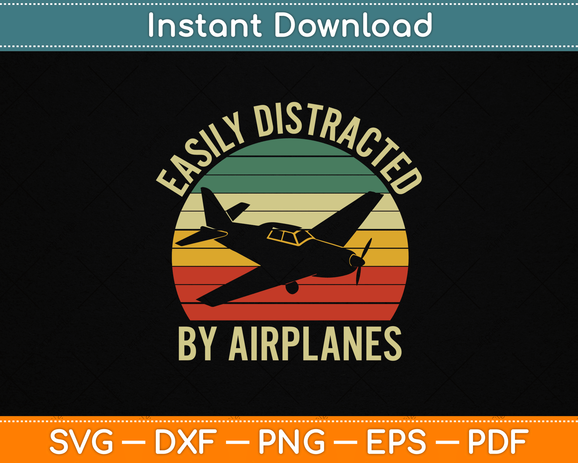 Easily Distracted By Airplanes Lover Pilot Funny Aviation SVG Digital Cutting File