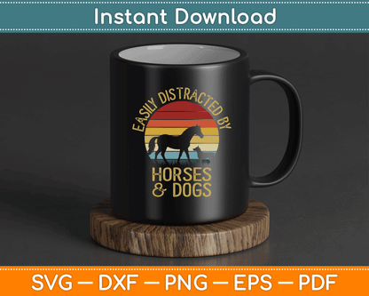 Easily Distracted By Horses And Dogs I Like Heart Horse Dog SVG Digital Cutting File
