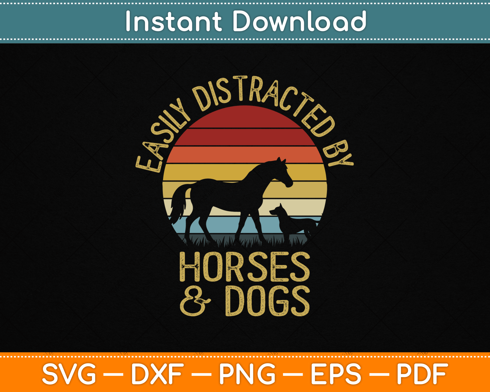 Easily Distracted By Horses And Dogs I Like Heart Horse Dog SVG Digital Cutting File