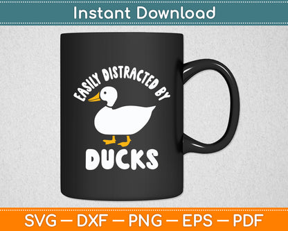 Easily Distracted By Ducks Cute Walking Duck Svg Png Dxf Digital Cutting File