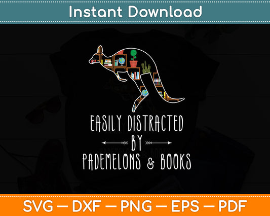 Easily Distracted By Pademelons & Books Kangaroo Lover Svg Png Dxf Digital Cutting File