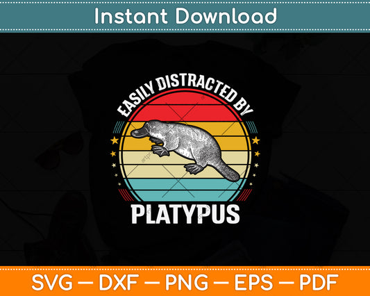 Easily Distracted By Platypus Vintage Lover Svg Png Dxf Digital Cutting File