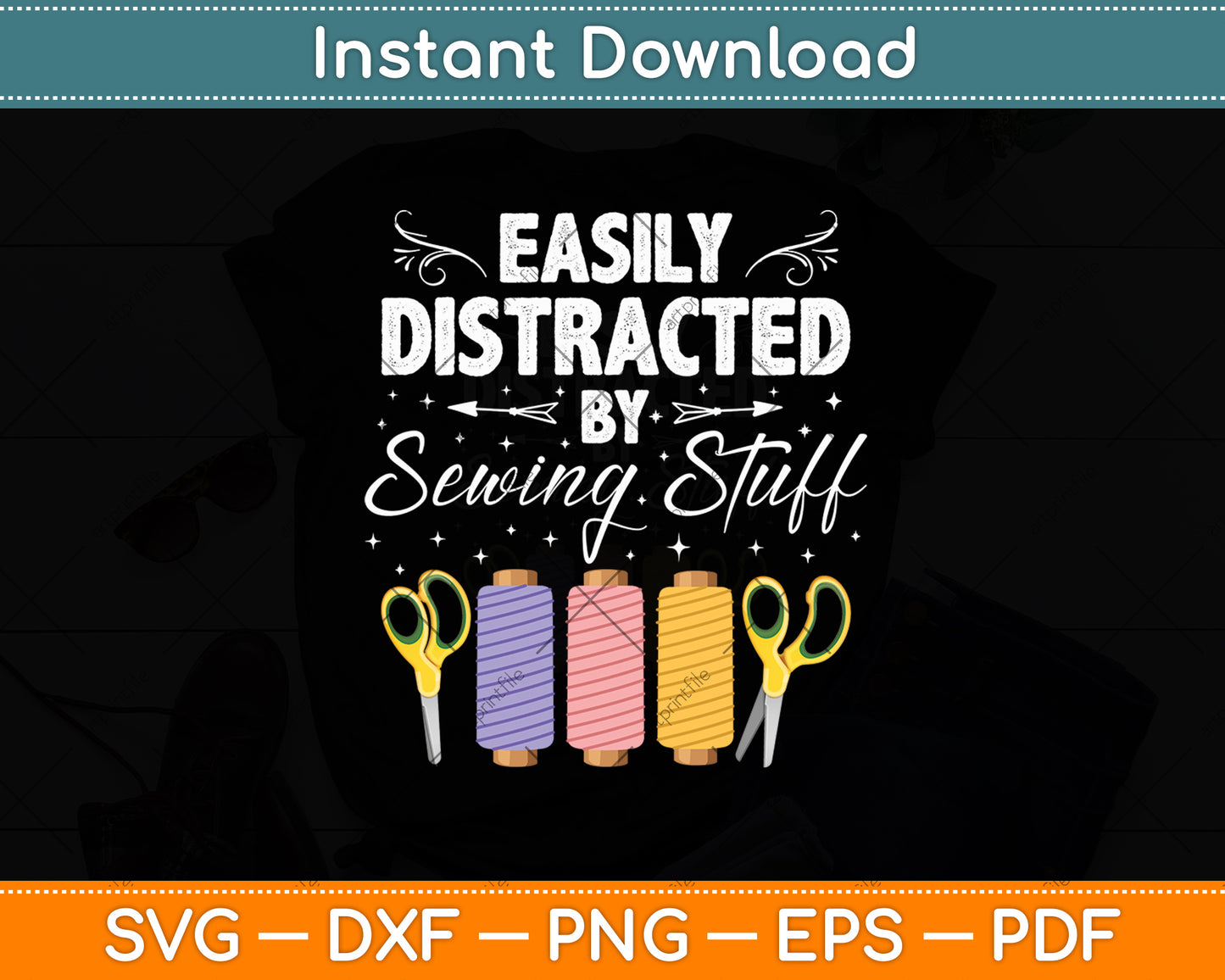Easily Distracted By Sewing Stuff Funny Sewing Svg Digital Cutting File