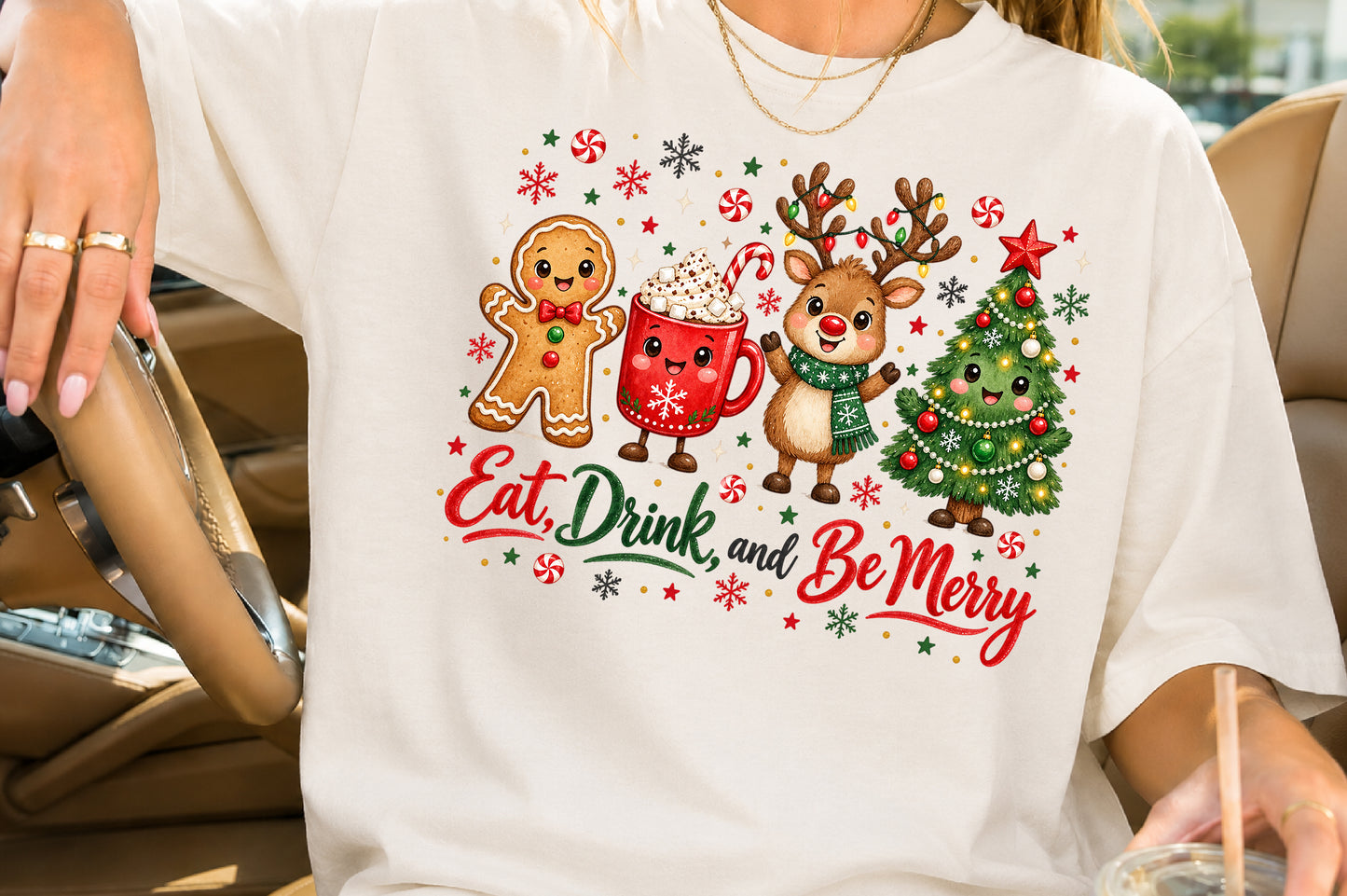Eat Drink Be Merry Christmas PNG Sublimation Design