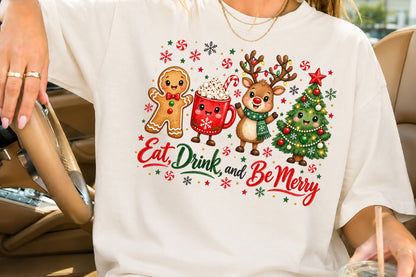 Eat Drink Be Merry Christmas PNG Sublimation Design