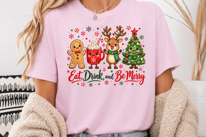 Eat Drink Be Merry Christmas PNG Sublimation Design