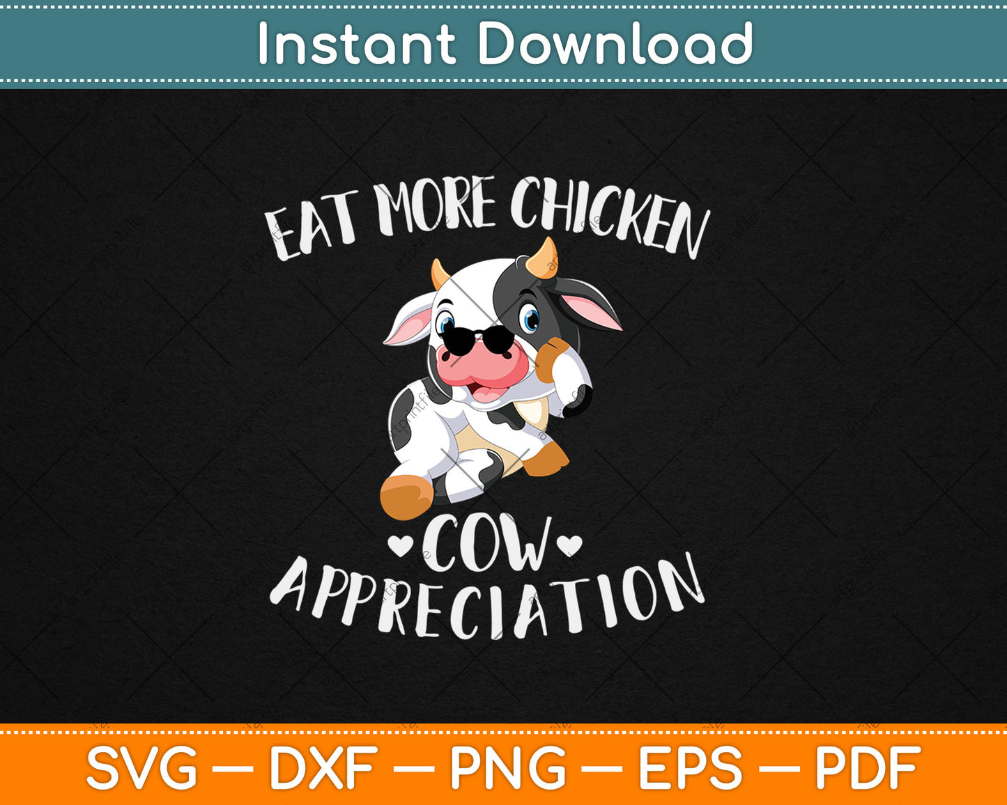 Eat More Chicken Funny Cow Appreciation Day Svg Digital Cutting File